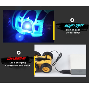  ماشین کنترلی چرخشی 360 درجه زرد Car 360 Degree Flip Remote Control Cars مقیاس 1:32_اسباب بازی